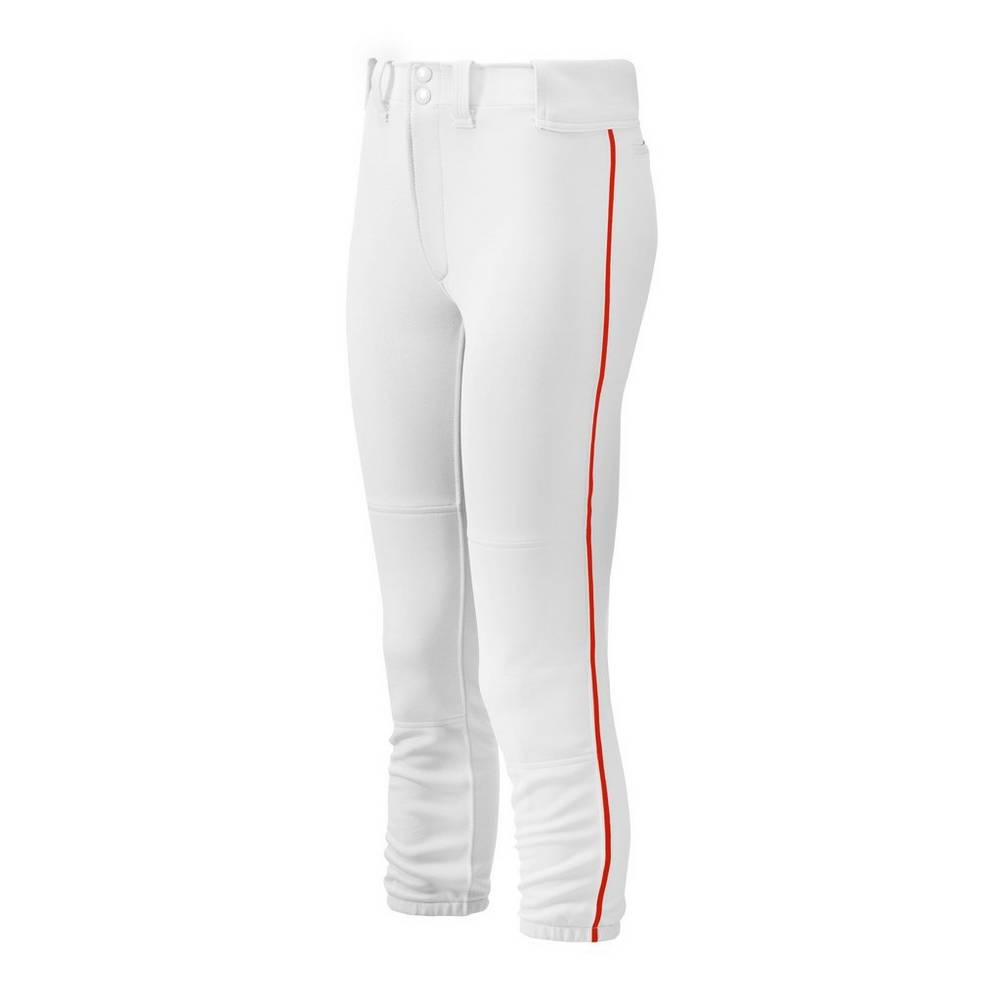 Mizuno Women's Belted Piped Softball Pants White/Red (350314-ECY)